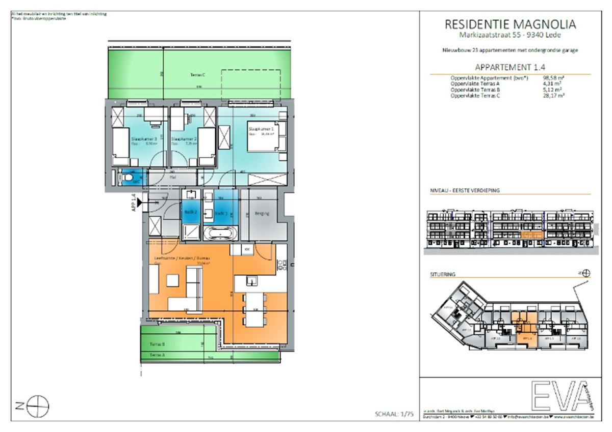 Appartement te koop in Lede 9340 315000.00€ 3 slaapkamers 99.00m² - Zoekertje 276926