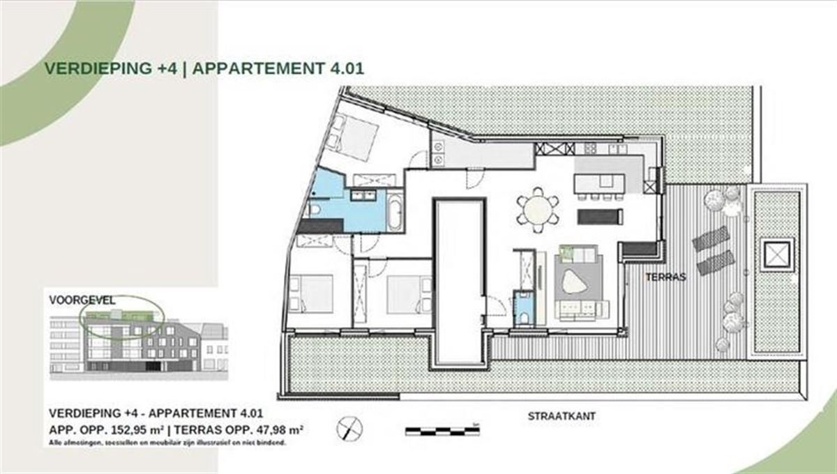 Penthouse te  koop in Aalst 9300 699000.00€ 3 slaapkamers 152.00m² - Zoekertje 1239102