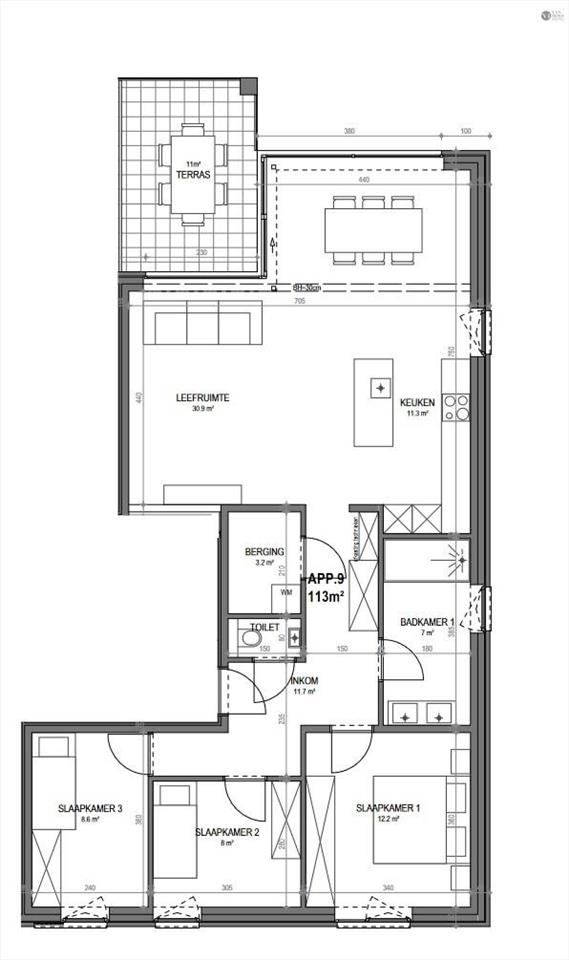 Appartement te  koop in Moerbeke-Waas 9180 307135.00€ 3 slaapkamers 113.00m² - Zoekertje 1360913
