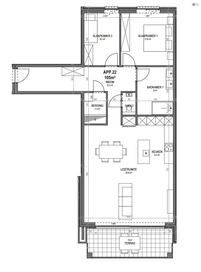 Appartement te  koop in Moerbeke-Waas 9180 280500.00€ 2 slaapkamers 105.00m² - Zoekertje 1360925