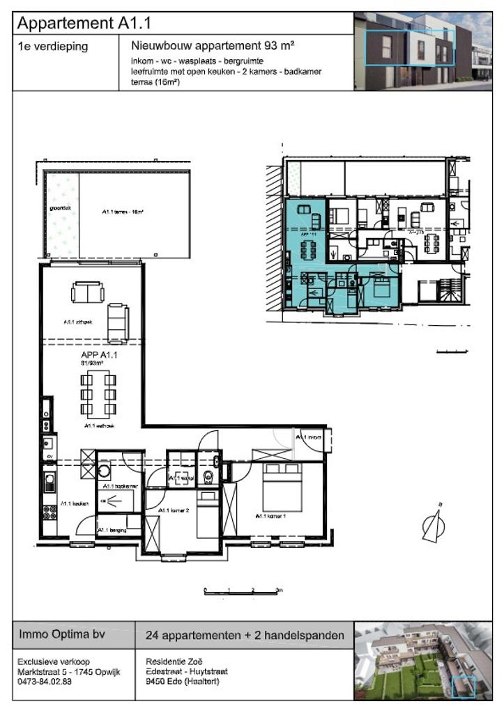Appartement te  koop in Haaltert 9450 275000.00€ 2 slaapkamers 93.00m² - Zoekertje 1386331